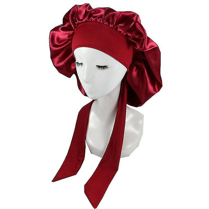 Bonnet de nuit en satin avec bande à nouer